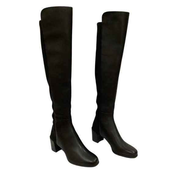 Stuart Weitzman City Block Boot Nappa Leather Over The Knee Boot In Black Size 9 - Picture 2 of 14